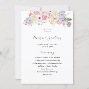 Programa de Ceremonia de Bodas Florales Blancos Ro