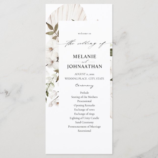 Programa de Ceremonia de Bodas Florales de Boho Bl (Anverso)