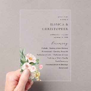 Programa de Ceremonia de Bodas Florales de Champañ