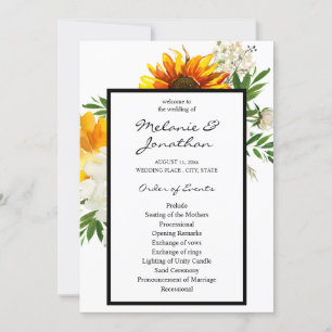 Programa de Ceremonia de Bodas Florales de Girasol