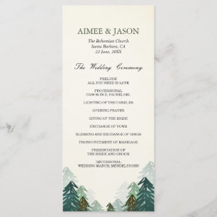 Programa de Ceremonia de Bodas Forestales Pine Tre