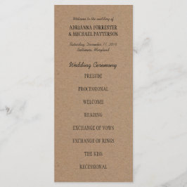 Programa de Ceremonia de bodas | Papel Kraft