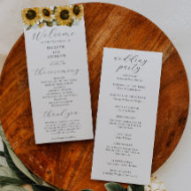 Programa de Ceremonia de Bodas Sunflowers