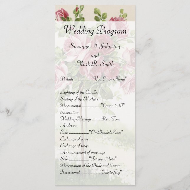 Programa de Ceremonia de Bodas Vintage (Anverso)