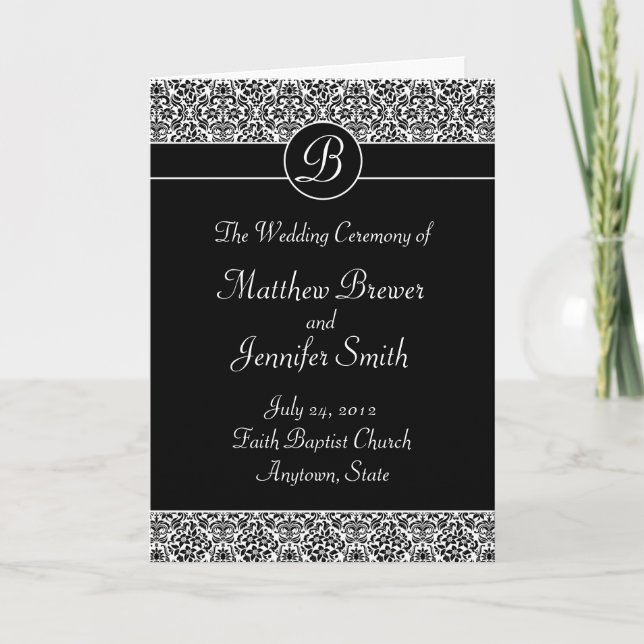 Programa de Ceremonia de bodas y tarjeta de pedido (Anverso)