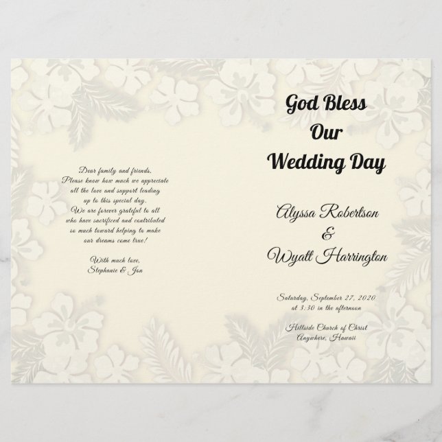 Programa de Ceremonia de Flores de Hawái para Gran (Anverso)