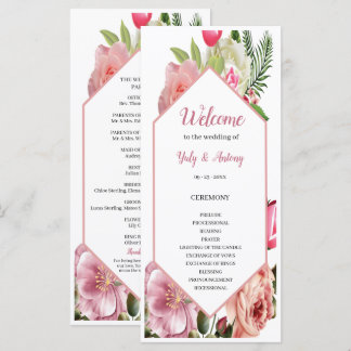 Programa de Ceremonia de Hexágono Floral Rosa Mode