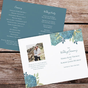 Programa de Ceremonia de Hidrangea Azul Floral bod