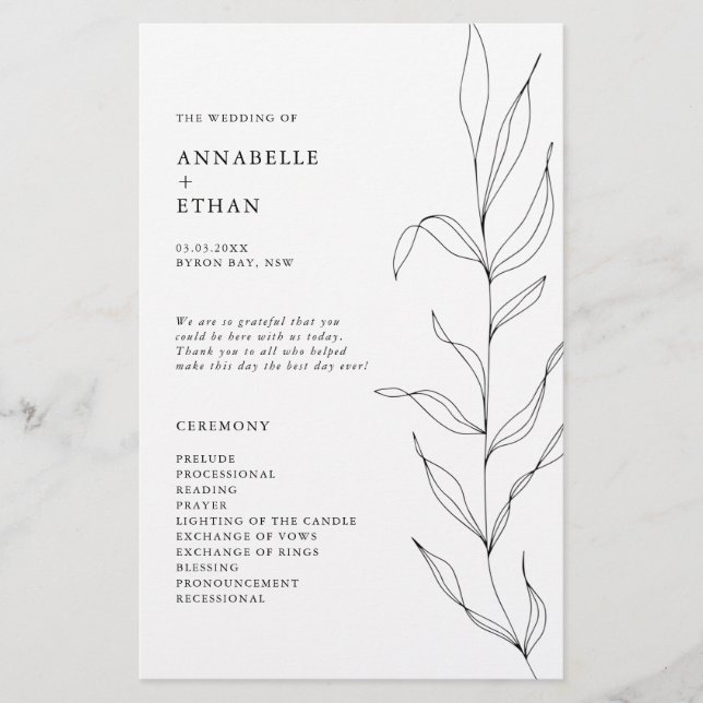 Programa de Ceremonia de Hojas de Dibujo en Línea (Anverso)