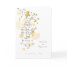 Programa de ceremonia de la boda gris amarilla de 