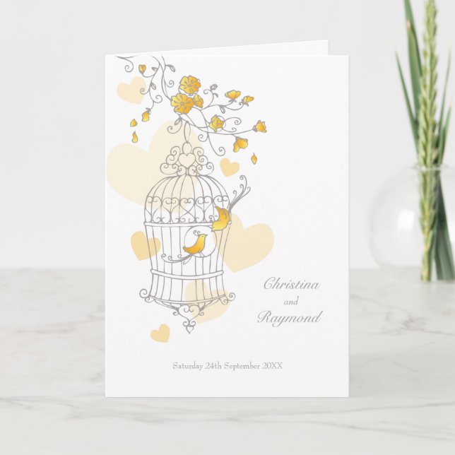 Programa de ceremonia de la boda gris amarilla de  (Anverso)