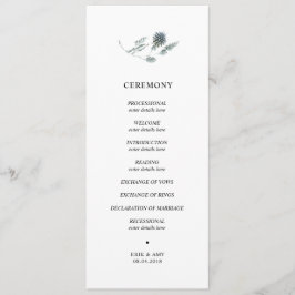 Programa de ceremonia de los bodas del cardo azul