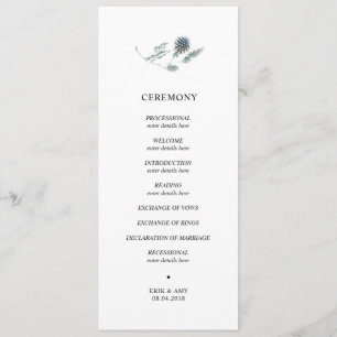 Programa de ceremonia de los bodas del cardo azul