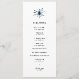 Programa de ceremonia de los bodas del cardo azul
