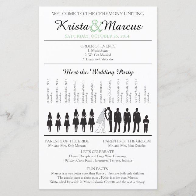 Programa de Ceremonia de Silhouettes Simple (Anverso)