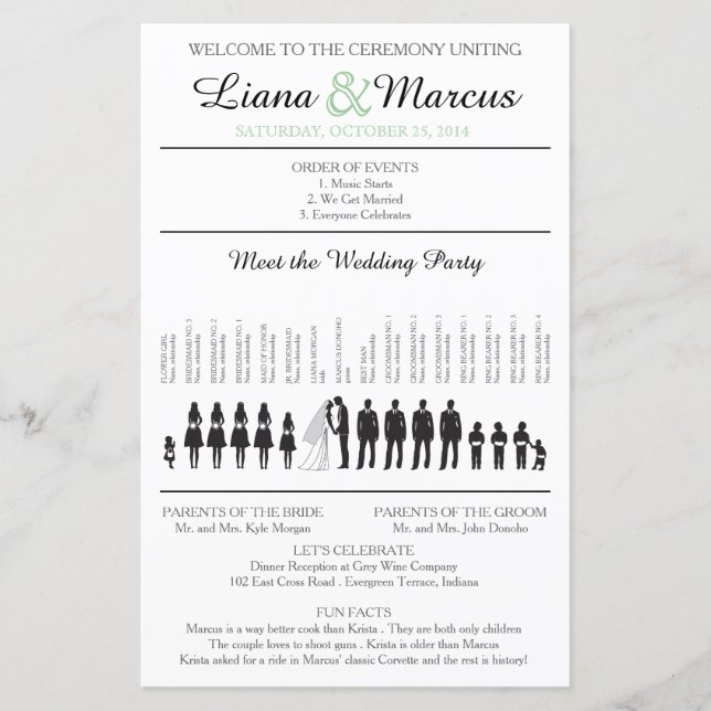 Programa de Ceremonia de Silhouettes Simple (Anverso)