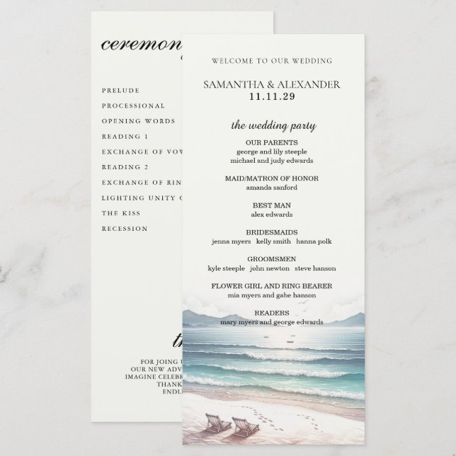 Programa de Ceremonia de Sillas de Playa (Anverso / Reverso)