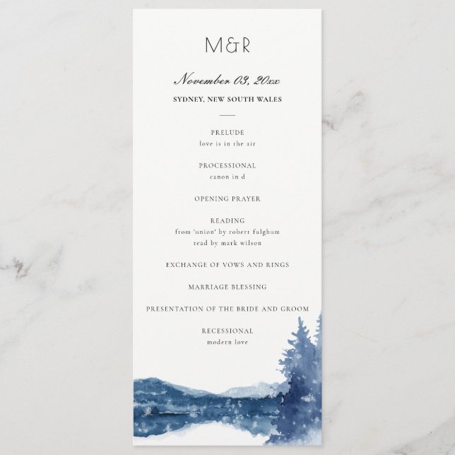PROGRAMA DE CEREMONIA DEL BODA DE LA MONTAÑA AZUL  (Anverso)