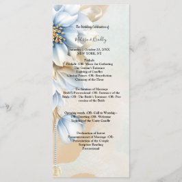 Programa de ceremonia floral azul vintage