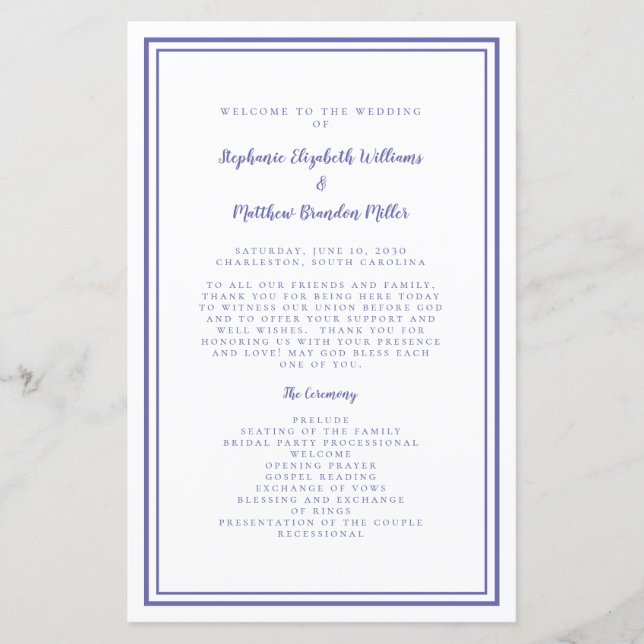 Programa de Ceremonia Moderna de Boda con Vinca (Anverso)