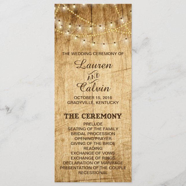 Programa de Ceremonia para Bodas de Campo con Luce (Anverso)