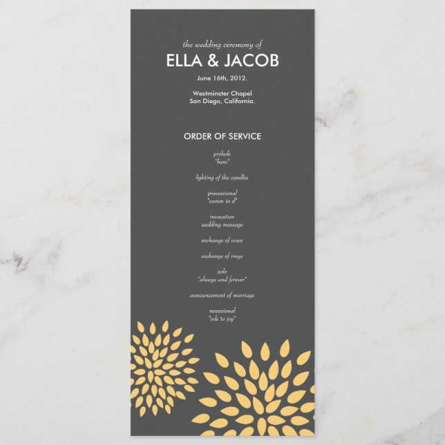 Programa de Ceremonia // Pétalos postizos // Sunsh (Anverso)