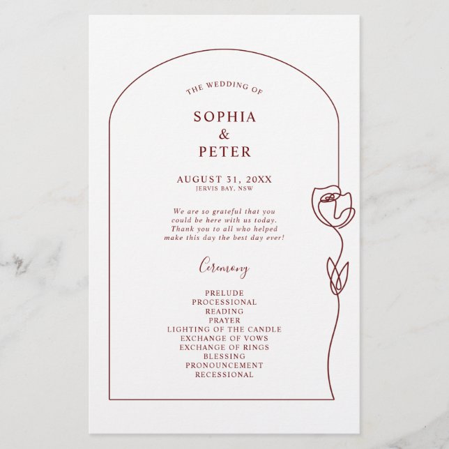 Programa de ceremonias de arco de Rosa de líneas c (Anverso)