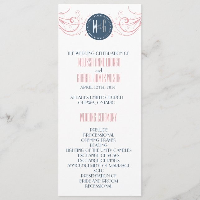 Programa de ceremonias de Boda Art Deco (Anverso)