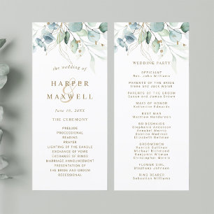 Programa de ceremonias de Boda botánico de oro y v
