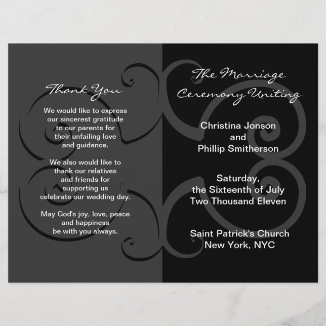 Programa de ceremonias de boda Curva de mariposa n (Anverso)