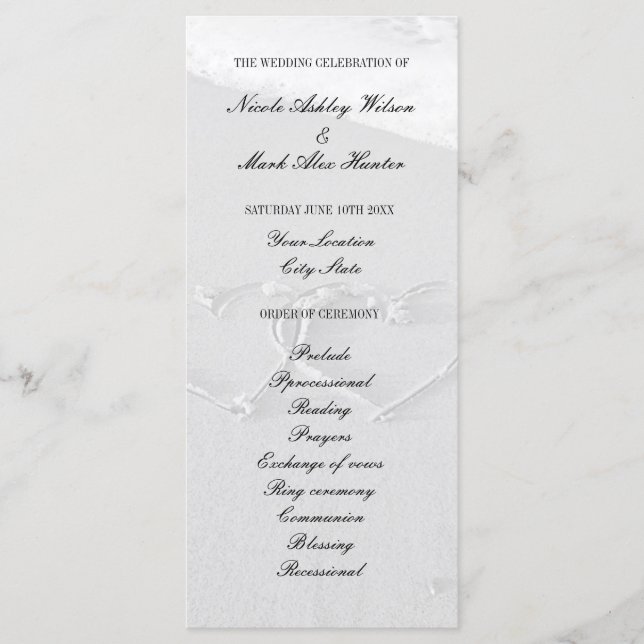 Programa de ceremonias de boda de arena para el co (Anverso)