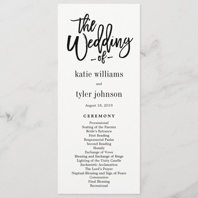 Programa de ceremonias de Boda de caracteres de br (Anverso)