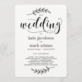 Programa de ceremonias de Boda de elegancia rústic