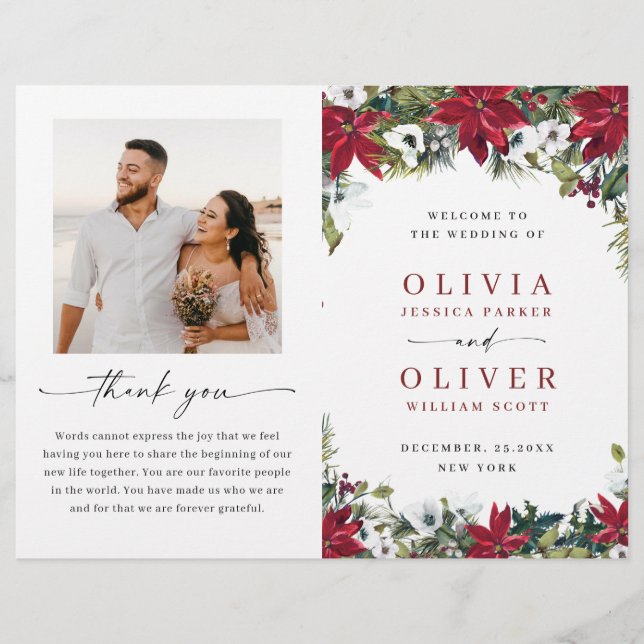 Programa de ceremonias de Boda de la elegante poin (Anverso)