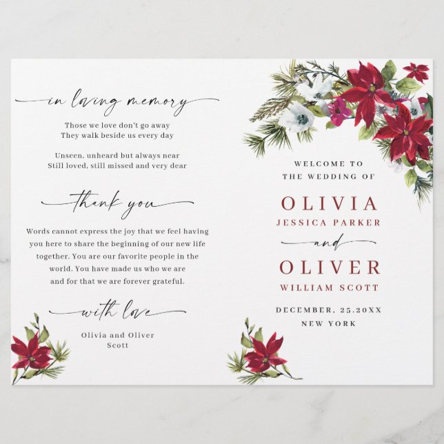 Programa de ceremonias de Boda de la elegante poin (Anverso)