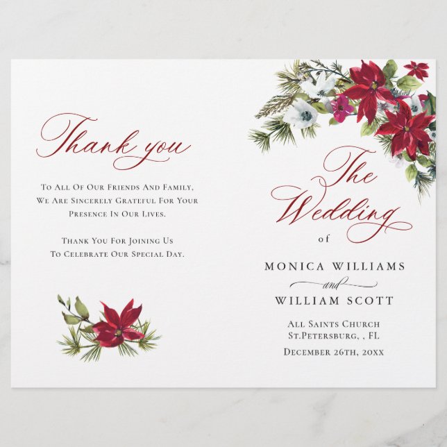 Programa de ceremonias de Boda de la elegante poin (Anverso)