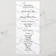 Programa de ceremonias de boda de mármol blanco