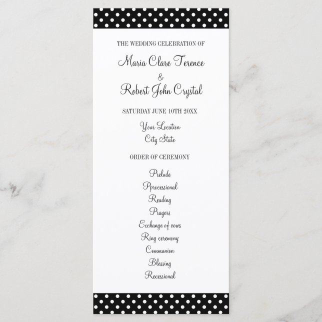 Programa de ceremonias de boda de puntos de polka  (Anverso)
