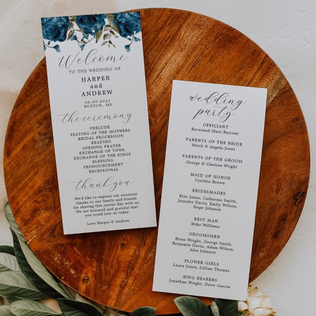 Programa de ceremonias de Boda floral azul de la M (Subido por el creador)