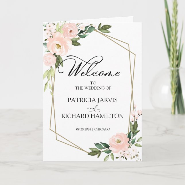 Programa de ceremonias de Boda floral de Rubor ros (Anverso)