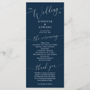 Programa de ceremonias de Boda mínimo azul de la M