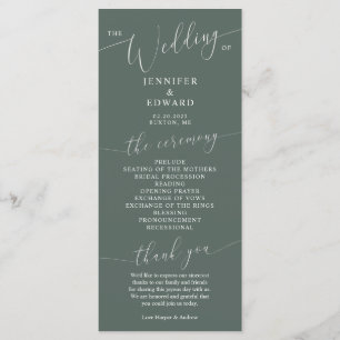 Programa de ceremonias de Boda mínimo verde