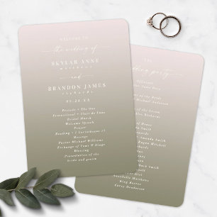 Programa de ceremonias de Boda rosa y verde de Omb