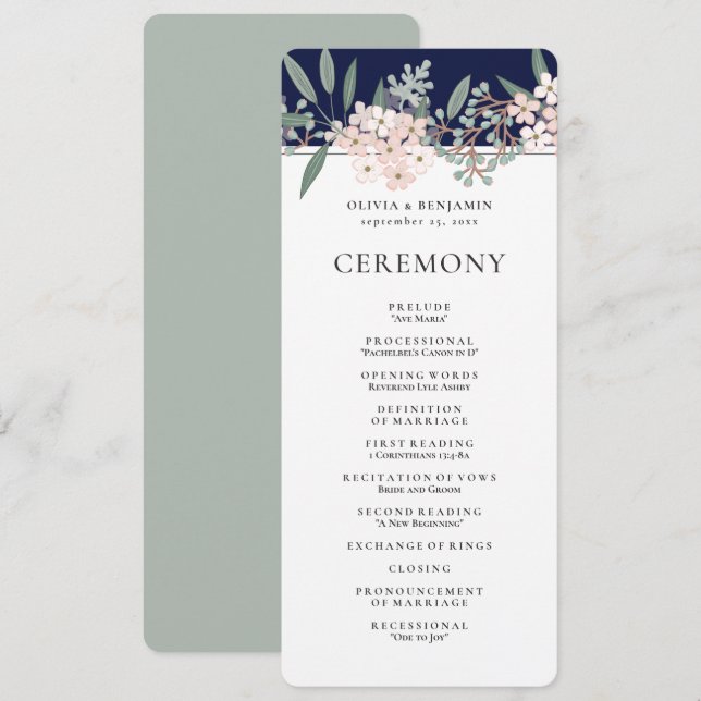 Programa de ceremonias de bodas de jardín ruidosas (Anverso / Reverso)