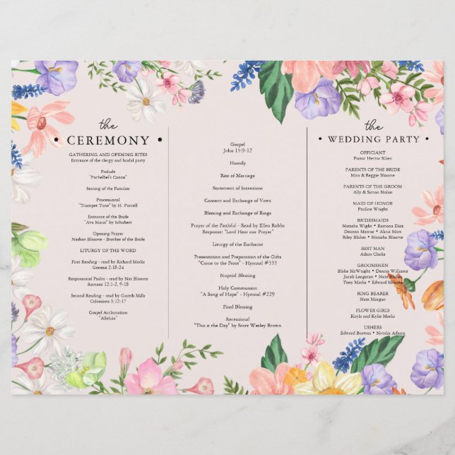 Programa de ceremonias de Bodas Tri-Fold Photo Wil (Anverso)