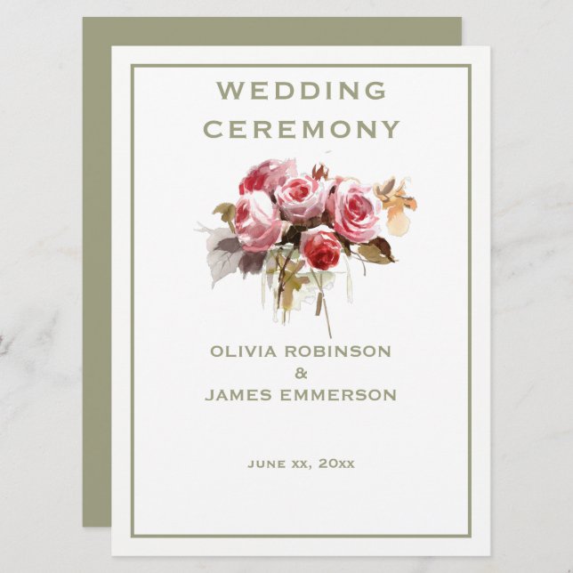 Programa de ceremonias de Rosas de acuarela de Ros (Anverso / Reverso)