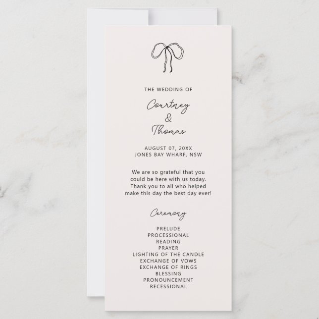 Programa de ceremonias para Bodas caprichosos (Anverso)