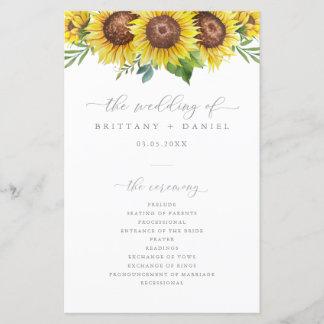Programa de ceremonias para Bodas de girasol elega