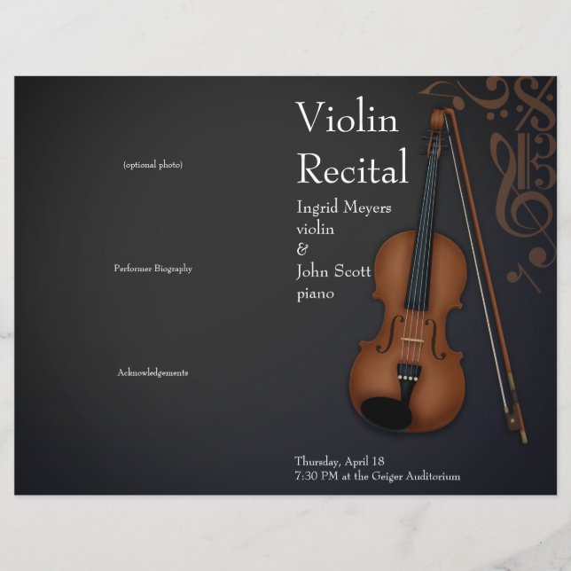 Programa de Concierto Recital con Viola de Violín  (Anverso)