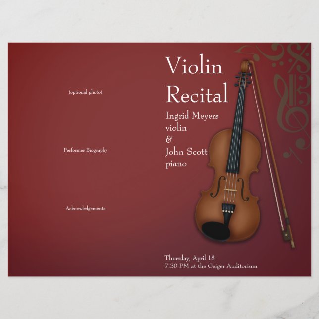 Programa de considerando doblado de violín de Borg (Anverso)
